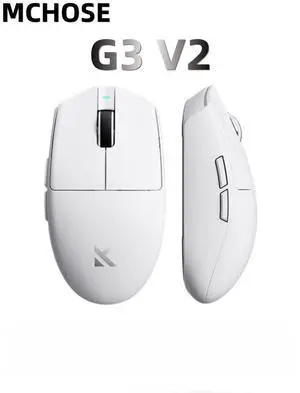 MCHOSE G3 V2 Wireless Gaming Mouse, Symmetrical, PAW3311, 12K DPI, Tri-Mode Connection, 59g Weight, 800mAh Battery (White)