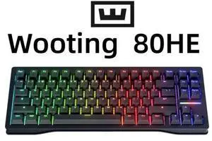 Wooting 80HE Wired gaming mechanical keyboard, Magnet Switch,Hot Swappable,PBT Keycaps, Black (Zinc Alloy Case)