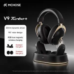 MCHOSE V9 Turbo+ Magnetic Wireless Gaming Headset 7.1 Surround Sound for PS5 PS4 PC SWITCH TOPSPEED Gaming Headphones with Noise Canceling Mic, 200Hr Battery, Low 15ms Latency, BT Wireless FPS Games MCHOSE V9 Turbo+ Magnetic Wireless Gaming Headset 7.1 Surround Sound for PS5 PS4 PC SWITCH TOPSPEED Gaming Headphones with Noise Canceling Mic, 200Hr Battery, Low 15ms Latency, BT Wireless FPS Games