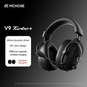 MCHOSE V9 Turbo Wireless Gaming Headset 7.1 Surround Sound for PS5 PS4 PC SWITCH TOPSPEED Gaming Headphones with Noise Canceling Mic, 200Hr Battery, Low 15ms Latency, BT Wireless FPS Games MCHOSE V9 Turbo Wireless Gaming Headset 7.1 Surround Sound for PS5 PS4 PC SWITCH TOPSPEED Gaming Headphones with Noise Canceling Mic, 200Hr Battery, Low 15ms Latency, BT Wireless FPS Games