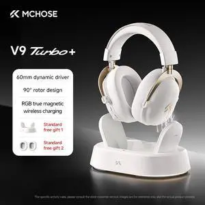 MCHOSE V9 Turbo+ Magnetic Wireless Gaming Headset 7.1 Surround Sound for PS5 PS4 PC SWITCH TOPSPEED Gaming Headphones with Noise Canceling Mic, 200Hr Battery, Low 15ms Latency, BT Wireless FPS Games MCHOSE V9 Turbo+ Magnetic Wireless Gaming Headset 7.1 Surround Sound for PS5 PS4 PC SWITCH TOPSPEED Gaming Headphones with Noise Canceling Mic, 200Hr Battery, Low 15ms Latency, BT Wireless FPS Games
