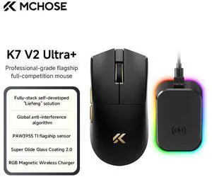 MCHOSE K7 V2 Ultra+ Wireless Mouse, computer mouse, flagship PAW3955 TI sensor, wired 8K/wireless 8K/Bluetooth, 50K DPI resolution (overclocked), with RGB magnetic charger MCHOSE K7 V2 Ultra+ Wireless Mouse, computer mouse, flagship PAW3955 TI sensor, wired 8K/wireless 8K/Bluetooth, 50K DPI resolution (overclocked), with RGB magnetic charger