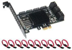 SATA 3 Expansion Card 10 Port, RIITOP PCI-e Express x1 SATA 6G Controller Card, SATA iii 6Gbps PCIe Adapter Card, Come with Low Profile Bracket and SATA3 Cables SATA 3 Expansion Card 10 Port, RIITOP PCI-e Express x1 SATA 6G Controller Card, SATA iii 6Gbps PCIe Adapter Card, Come with Low Profile Bracket and SATA3 Cables