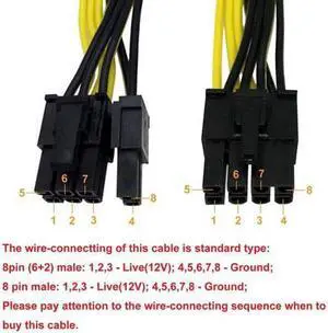8 Pin Male to Dual 8 Pin(6+2) Male PCIe Power Adapter Cable for Dell T3600 T3610 T5600 T5610 T5610 T7600 T7610 5810 T5810 T7810 13-inch(34cm)
