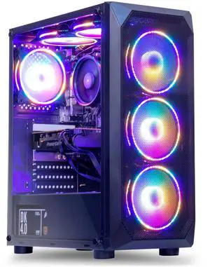 MXZ Gaming PC Computer AMD Ryzen 5 3600, GeForce RTX 4060, 8GB*2(16GB) DDR4, NVME M2 500GB, 5 RGB Fans, Windows 11 Pro Ready to Use, Gamer Desktop Computer (R5 3600| RTX 4060)