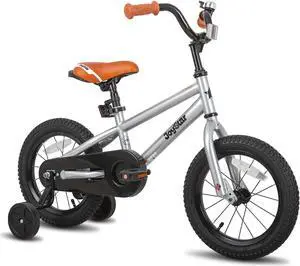 JOYSTAR Totem Kids Bike for 2-9 Years Old Boys Girls, BMX Style Kid Bicycles 12 14 16 18 Inch with Training Wheels, 18 Inch Children Bikes with Kickstand and Handbrake 14" Silver