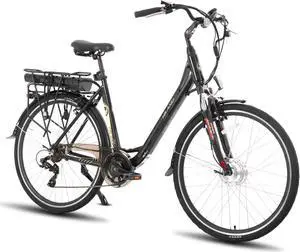 HILAND Electric Bike for Adults, Women's and Men's 700C EBike 250W, 36V 7.8Ah Removable Battery, 20 MPH Electric Bicycle Commuter Cruiser, 7-Speed, Step Through