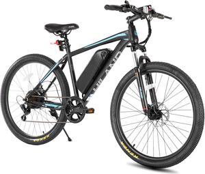 HILAND 26" Electric Bike for Adults with 500W Brushless Motor, 40Miles 20MPH Commuting Electric Mountain Bike for Women Men, Removable Battery, 7-Speed, Front Fork Suspension, Black