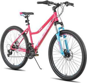 HILAND 26 Inch Womens Mountain Bike, with Step-Through Frame, 21 Speeds, Suspension Fork MTB, Bicycle for Women Men Adult 26 in. Pink