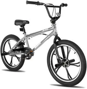 HILAND 20 Inch KIDS BMX with 3 5 Spoke for Boys Girls, High Carbon Steel Frame, 4 Pegs Single Speed 360 Degree Gyro, Multiple Colors
