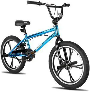 HILAND 20 Inch KIDS BMX with 3 5 Spoke for Boys Girls, High Carbon Steel Frame, 4 Pegs Single Speed 360 Degree Gyro, Multiple Colors