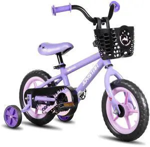 JOYSTAR Cervine 12" Kids Bike with Training Wheels Basket, Coaster Brake Child's Bike for 2-4 Years Old Boys Girls Purple JOYSTAR Cervine 12" Kids Bike with Training Wheels Basket, Coaster Brake Child's Bike for 2-4 Years Old Boys Girls Purple