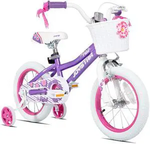 JOYSTAR Petal 12 Inch Kids Bike for Ages 2-4 Girls, Children's Bicycle with Training Wheels & Basket, Purple JOYSTAR Petal 12 Inch Kids Bike for Ages 2-4 Girls, Children's Bicycle with Training Wheels & Basket, Purple