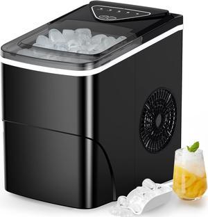 Countertop Ice Makers, 9 Cubes in 6 Mins, 26lbs/24Hrs, Ice Machine with Self-Cleaning, Ice Scoop and Basket, 2 Sizes of Bullet Ice for Home, Kitchen, Office, Bar, Party