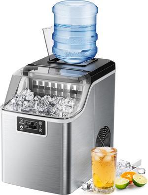Countertop Ice Maker, 24 Cubes in 13 Min, 45lbs/24Hrs, 2 Ways to Add Water, Stainless Steel Ice Machine with Self-Cleaning, for Home Office Bar Party (Plastic Bucket Not Included)