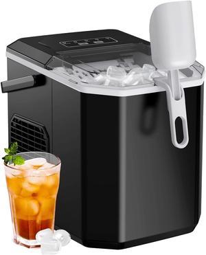 Ice Maker Countertop, Portable Ice Machine with Carry Handle, Self-Cleaning Ice Makers with Basket and Scoop, 9 Cubes in 6 Mins, 26 lbs per Day, Ideal for Home, Kitchen, Camping, RV