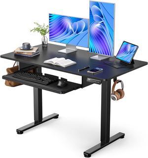 Gaming Desk Computer Desk Electric Standing Desk with Full Size Keyboard Tray, Adjustable Height Sit Stand Up Desk, Home Office Desk Computer Workstation, 48x24 Inches, Black