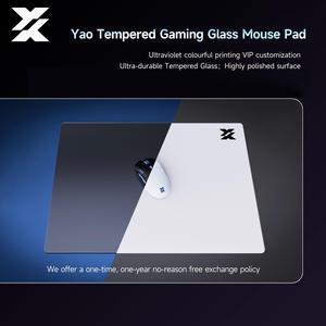 IPASON yao tempered glass Gaming Mouse Pad| Professional Large Mouse Mat | 500 x 400 mm | Special Glass Surface with Improved Precision and Speed Black & White