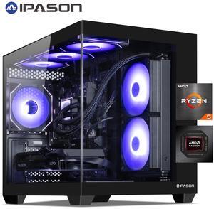 IPASON Gaming Desktop PC , Ryzen5 9600X, Radeon RX 7650 GRE ,MSI B650M 16GB DDR5 1TB NVMe SSD, 650W GOLD PSU, Wi-Fi,Liquid Cooler,ARGB Fans , Windows 11  64-bit ,Prebuilt Gaming Pc New compute