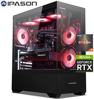 IPASON   Gaming Desktop, Ryzen 7 9700X, NVIDIA RTX5070 12GB,32GB DDR5 RAM, 1TB M.2 NVMe,Windows 11 home,WIFI,360MM Liquid Cooler,  ARGB Fans, AI Ready,850W Gold PSU, Prebuilt Gaming Pc