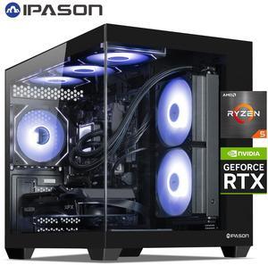 IPASON Gaming Desktop PC , Ryzen5 9600X, Geforce RTX 5060 8G ,MSI B650M 32GB DDR5 1TB NVMe SSD, 650W GOLD PSU, Wi-Fi,Liquid Cooler,ARGB Fans , Windows 11  ,Prebuilt Gaming Pc New compute