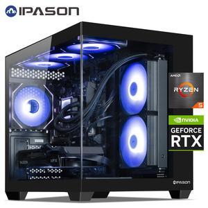 IPASON Gaming Desktop PC , Ryzen5 9600X, Geforce RTX 5060 Ti ,MSI B650M 32GB DDR5 1TB NVMe SSD, 650W GOLD PSU, Wi-Fi,Liquid Cooler,ARGB Fans , Windows 11  ,Prebuilt Gaming Pc New compute
