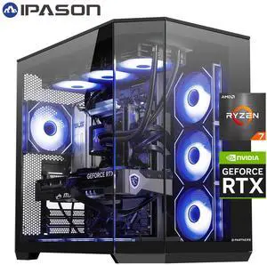 IPASON Gaming Desktop, AMD Ryzen7 9800X3D, NVIDIA RTX5080 16G, 32GB DDR5 RAM, 2TB M2 NVMe, X870-P, Windows 11 ,WIFI, 360mm Liquid Cooler, ARGB Fans, AI Ready,1250W Gold PSU, Prebuilt Gaming Pc