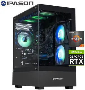 IPASON Gaming Desktop PC , Ryzen7 9700X, Geforce RTX 5060 8G ,MSI B650M 32GB DDR5 1TB NVMe SSD, 650W GOLD PSU, Wi-Fi,Liquid Cooler,ARGB Fans , Windows 11  ,Prebuilt Gaming Pc New compute