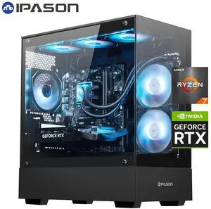 IPASON Gaming Desktop PC , Ryzen7 9700X, Geforce RTX 5060 8G ,MSI B650M 32GB DDR5 1TB NVMe SSD, 650W GOLD PSU, Wi-Fi,Liquid Cooler,ARGB Fans , Windows 11  ,Prebuilt Gaming Pc New compute