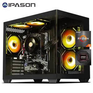 IPASON - Gaming desktop - AMD Ryzen 5 5600GT 6 core  up to 4.6GHz - 16GB DDR4 3200MHz - 1TB M.2 NVMe - 550W PSU - Windows 11 home - WIFI - Gaming PC