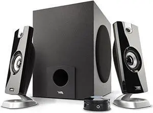 cyber acoustics 2.1 subwoofer speaker system with 18w of power - great for music, movies, gaming, and multimedia computer laptops (ca-3090) green