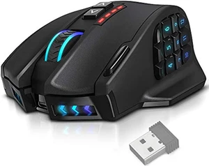 UtechSmart Venus Pro RGB Wireless MMO Gaming Mouse, 16,000 DPI Optical Sensor, 2.4 GHz Transmission Technology, Ergonomic Design, 16M Chroma RGB Lighting, 16 programmable Buttons, Up to 70 Hours UtechSmart Venus Pro RGB Wireless MMO Gaming Mouse, 16,000 DPI Optical Sensor, 2.4 GHz Transmission Technology, Ergonomic Design, 16M Chroma RGB Lighting, 16 programmable Buttons, Up to 70 Hours