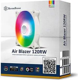 silverstone technology air blazer 120rw, pwm, argb, 120mm, white frame, translucent fan blades, hydro bearing, sst-ab120rw-argb
