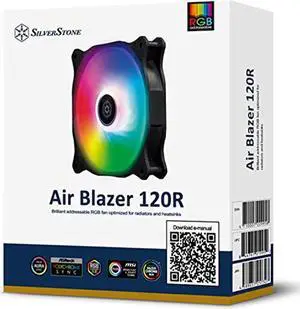 silverstone technology ab120r-argb air blazer 120mm pwm addressable rgb radiator and heatsink case fan