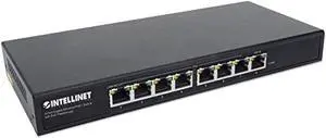 Intellinet PoE-Powered 8-Port Gigabit Ethernet PoE+ Switch with PoE Passthrough, One IEEE 802.3bt (PoE++ / 4PPoE) PD PoE Port with 90 W Power Input, Seven PSE PoE Ports, PoE Power Budget up to 85 W, I