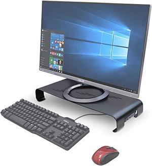 syba monitor stand riser for computer, laptop, printer, notebook and all flat screen display with 19" platform and 3" height with usb 3.0 hub, black