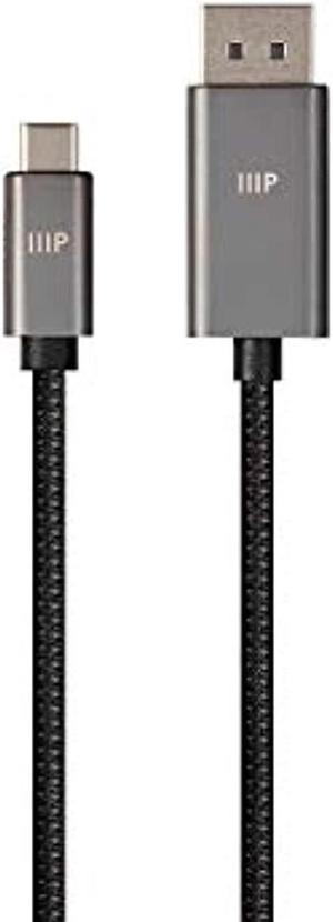 Monoprice Bidirectional USB Type-C to DisplayPort Cable - 6 Feet - Black | 4K@60Hz, Easy Plug and Play, Nylon-Braided Jacket