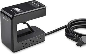 cable matters ul listed 6 outlet desk mount surge protector power strip 8 feet extra long cord - 24w usb c and usb charging - 1080 joules surge protection