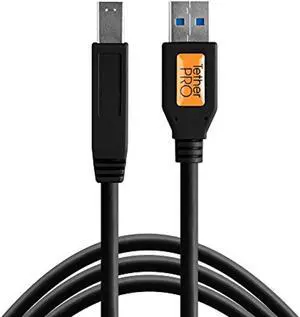tether tools tetherpro usb 3.0 to usb male b cable, 15' (4.6m), black