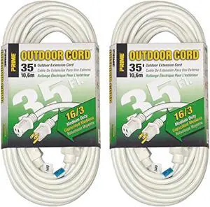 prime wire & cable ec883627 35-foot 16/3 sjtw patio and deck extension cord, white, 2-pack