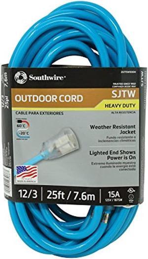 SOUTHWIRE 2577SW000H SJTW Extension Cord, 12 AWG, Outdoor, 12/3, 1 Outlets,