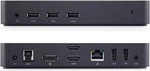 dell usb 3.0 ultra hd/4k triple display docking station (d3100), black