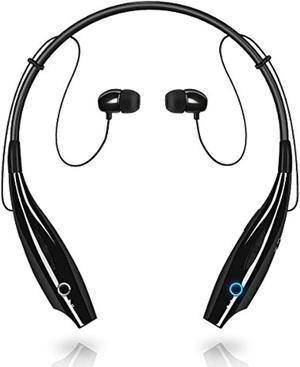 bluetooth headphones, aicase sport neckband magnetic stereo headset bluetooth 4.0 headphones headset stereo earphone retractable earbuds w/mic (black)
