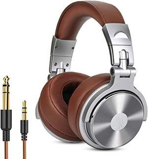 over ear headphone, wired premium stereo sound headsets with 50mm driver, foldable comfortable headphones with protein earmuffs and shareport for recording monitoring podcast pc tv