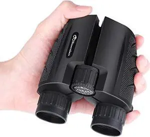 brigenius 10x25 compact binoculars, high powered binoculars for adults with low light night vision, easy focus binoculars clear for bird watching, outdoor sports games and concerts