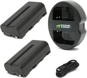 wasabi power battery (2-pack) and dual usb charger for sony np-f330, np-f530, np-f550, np-f570 and cn-160, cn-216, cn126 series (l series) and atomos ninja v, shinobi, shogun 7