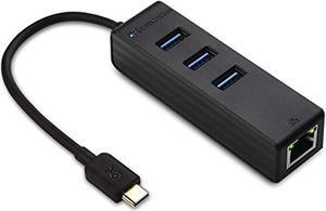 cable matters 3 port usb c hub with ethernet (usb c to ethernet hub) - thunderbolt 3 port compatible with macbook pro, dell xps 13, 15, hp spectre x360, surface pro, yoga 910 and m