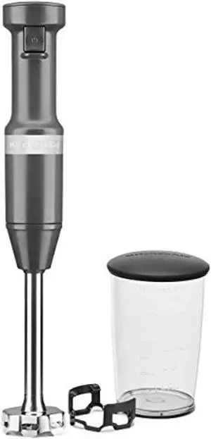kitchenaid khbv53dg variable speed corded hand blender, matte charcoal gray, 8 in