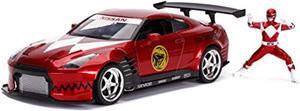 jada toys power rangers red ranger & 2009 nissan gt-r r35 ben sopra 1:24 die - cast vehicle with figure
