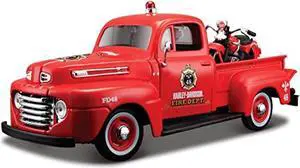 maisto 1:24 scale harley davidson 1936 el knucklehead + 1948 ford f-1 die-cast vehicle